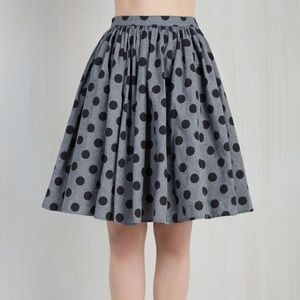 Modcloth Gray and Black Polka Dot Skirt